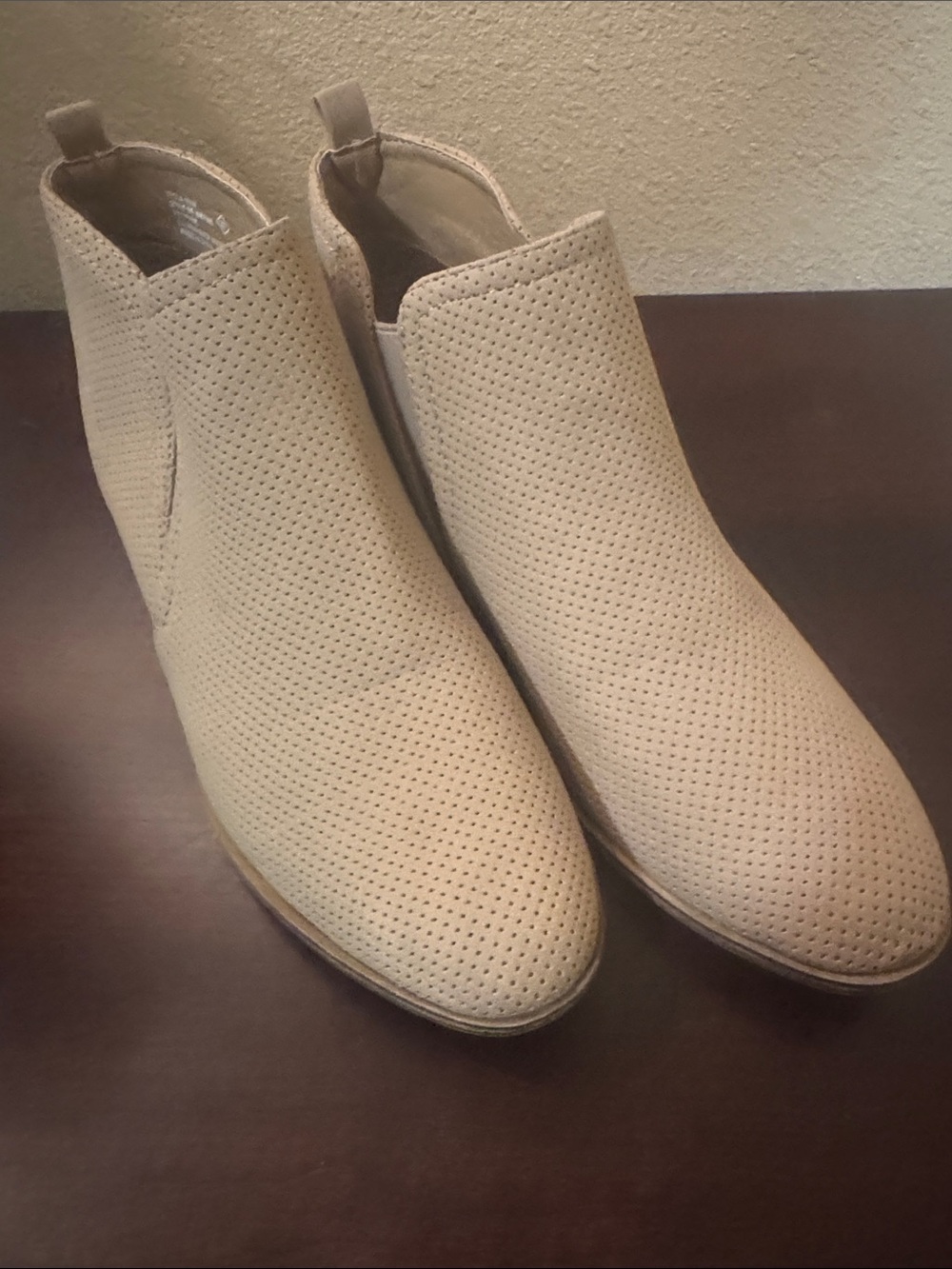 Rampage Perforated Slip-On Ankle Booties - Beige woman 8.5